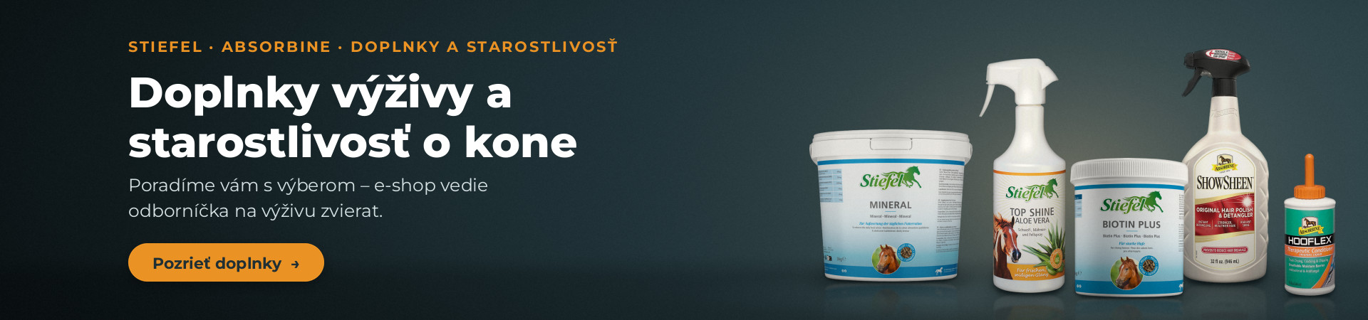 Doplnky výživy a starostlivosť o kone – Stiefel, Absorbine