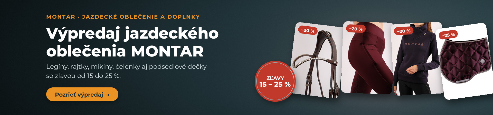 Výpredaj jazdeckého oblečenia MONTAR – zľavy od 15 do 25 %